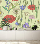 Fashionable Modern Meadow Flowers Wallpaper