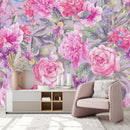 Fashionable Pink Wallpaper with Pink Flowers Tasteful