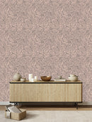 Beige Monstera Contour Leaves Wallpaper