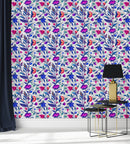 Blue Floral Leaves Wallpaper