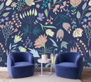 Dark Blue Floral Wallpaper