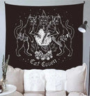 Occult black cat coven tapestry bedroom wall art illustration