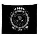 Occult black cat coven tapestry bedroom wall art illustration