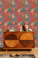 Colorful Orange Floral Wallpaper