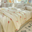 Off-white cherry embroidered double layer yarn summer quilt bedroom