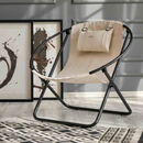 off white foldable metal frame faux leather chair black frame product shot