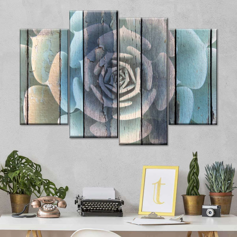 Rustic Blooming Succulent Wall Art