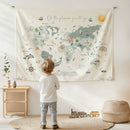 Tapestry World Map - Fabric Nursery Wall Banner Art