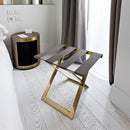 Arapaho-Foldable Metal Luggage Rack with Genuie Leather