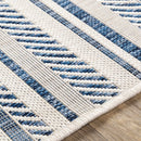 Olin White&Blue Striped Nordic Rug