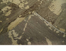 Olive and Brown Modern Abstract 5x8 Hand Knotted Wool and Silk Area Rug