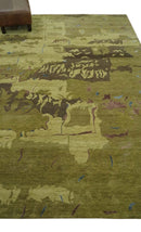 Olive and Brown Modern Abstract 6x9 Hand loom Wool and Silk Area Rug