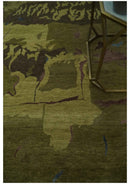 Olive and Brown Modern Abstract 6x9 Hand loom Wool and Silk Area Rug