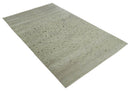 Olive and Dark Green and Silver 5x8 Hand Knotted Abstract Wool and Silk Area Rug