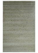 Olive and Dark Green and Silver 5x8 Hand Knotted Abstract Wool and Silk Area Rug