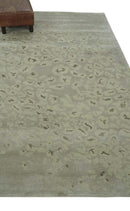 Olive and Dark Green and Silver 5x8 Hand Knotted Abstract Wool and Silk Area Rug