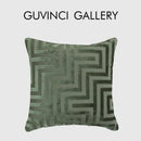 Olive and dark green geometric jacquard throw pillowcase living room