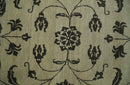 Olive and Dark green Hand Knotted 4x6 Floral Wool and Silk Area Rug
