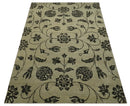 Olive and Dark green Hand Knotted 4x6 Floral Wool and Silk Area Rug