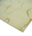 Olive and Gold Modern Abstract Design Hand loom 6x9 wool and Art silk Area Rug