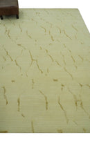 Olive and Gold Modern Abstract Design Hand loom 6x9 wool and Art silk Area Rug