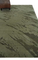 Olive and Green Modern Abstract Hand knotted 5x7 wool and Art silk Area Rug