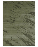 Olive and Green Modern Abstract Hand knotted 5x7 wool and Art silk Area Rug