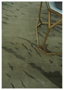 Olive and Green Modern Abstract Hand knotted 5x7 wool and Art silk Area Rug