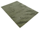 Olive and Green Modern Abstract Hand knotted 5x7 wool and Art silk Area Rug