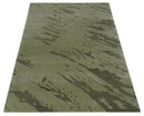 Olive and Green Modern Abstract Hand knotted 5x7 wool and Art silk Area Rug