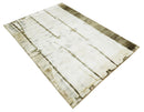 Olive and ivory 6x9 Modern Abstract Hand Woven Art Silk Rug