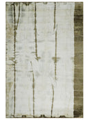 Olive and ivory 6x9 Modern Abstract Hand Woven Art Silk Rug