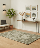 Olive, Beige, Charcoal and Ivory Modern Geometrical Brick Design 4.6x6.6 wool and Art Silk Area Rug