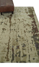 Olive, Brown and Charcoal Hand knotted 4x6 Abstract Wool and Art Silk Area Rug