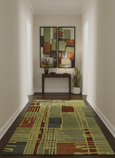 Olive, Brown and Gray Modern Geometrical Stripes Design Hand loom 5x8 wool Area Rug