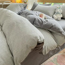 Olive & cream cotton striped bedding set bedroom duvet cover