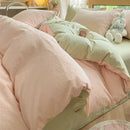 Olive & cream cotton striped bedding set bedroom duvet cover