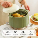 Olive green and white ceramic gas stove rice casserole pot kitchen