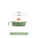 Olive green and white ceramic gas stove rice casserole pot kitchen