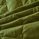 Olive green and white floral quilted bed skirt set bedroom lace trim