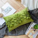 Olive green handmade flower cushion cover living room decor