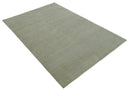 Olive Hand Knotted 5.6x8 Modern Geometric Wool and Silk Area Rug