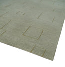 Olive Hand Knotted 5.6x8 Modern Geometric Wool and Silk Area Rug