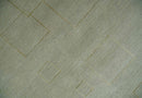 Olive Hand Knotted 5.6x8 Modern Geometric Wool and Silk Area Rug