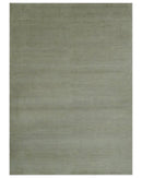 Olive Hand Knotted 5.6x8 Modern Geometric Wool and Silk Area Rug