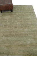 Olive Hand knotted Modern Carved Texture 4x6 Wool and art Silk Area Rug