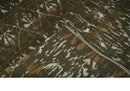 Olive, Ivory and Brown Hand Knotted Traditional Ikat Design 6x9 wool and Viscose area Rug