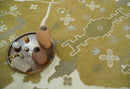 Olive, Ivory and Gray Hand knotted Oriental Oushak 9x12 wool Area Rug