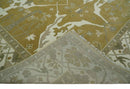 Olive, Ivory and Gray Hand knotted Oriental Oushak 9x12 wool Area Rug