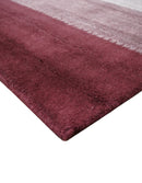 Ombre Purple and Ivory 5x7 Striped Wool and Bamboo Silk Hand Knotted Rug